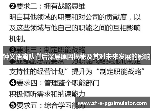 钟义浩离队背后深层原因揭秘及其对未来发展的影响 钟义浩离队背后深层原因揭秘及其对未来发展的影响